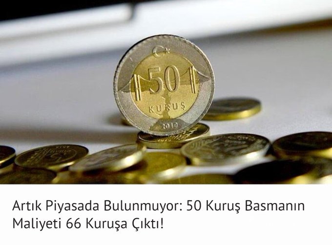 50 kuruş paranın Maliyeti 66 kuruşa oldu