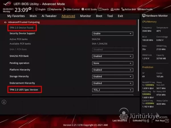 Windows 11 için Tpm 2.0 Etkinleştirme Bios